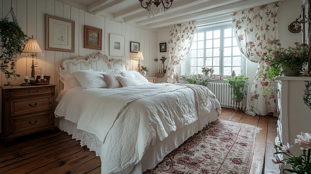 白色床木质床头柜