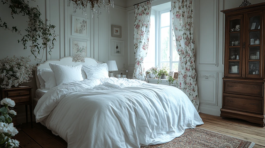 白色床木质床头柜