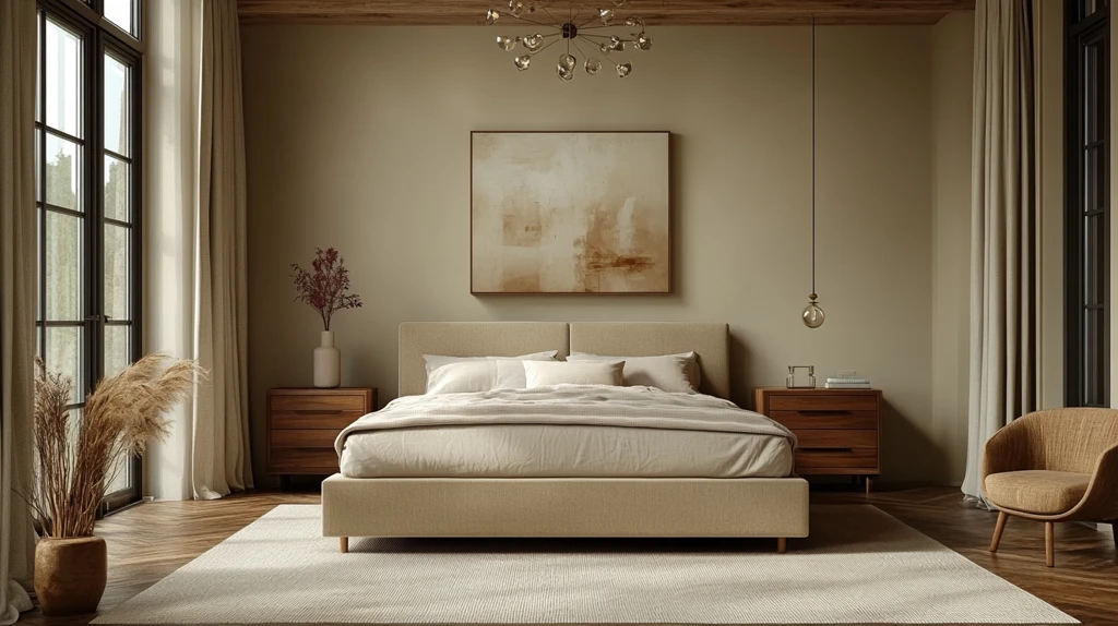 简约卧室床木桌