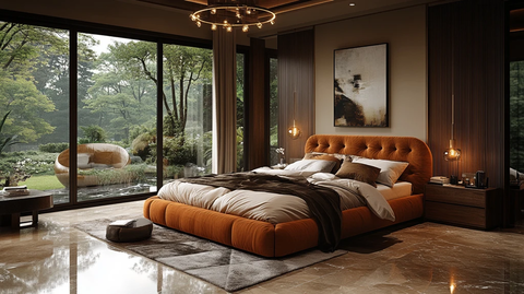 黄金床与现代艺术卧室