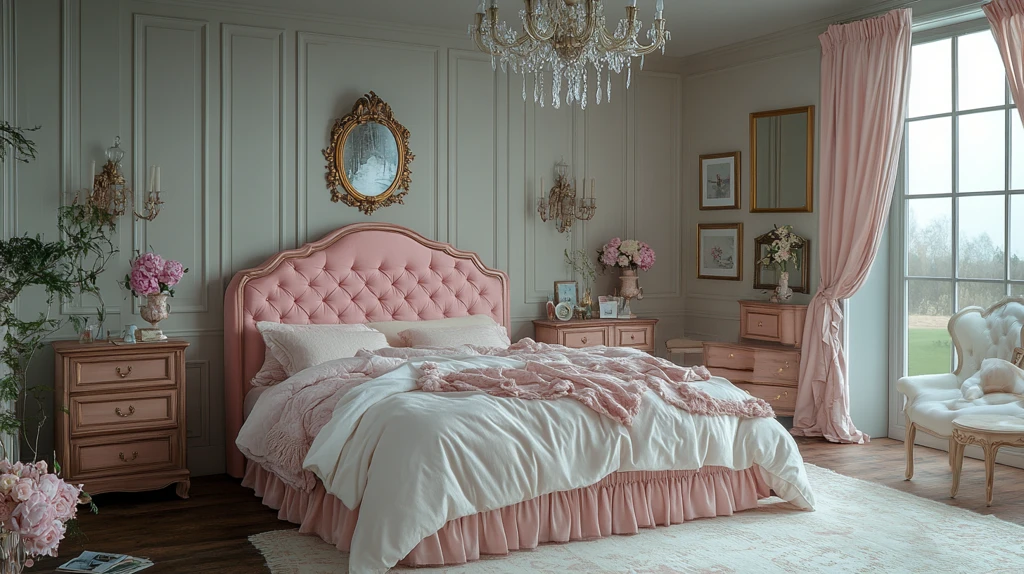 粉色床浪漫卧室