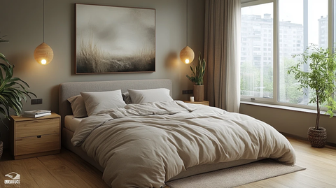 浅灰木床植物装饰