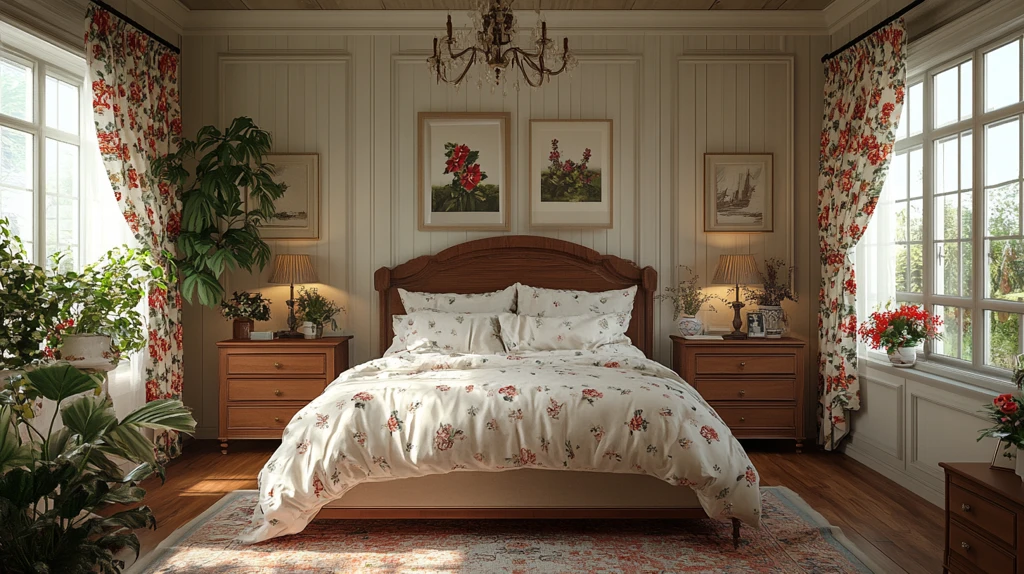 木床花帘复古卧室