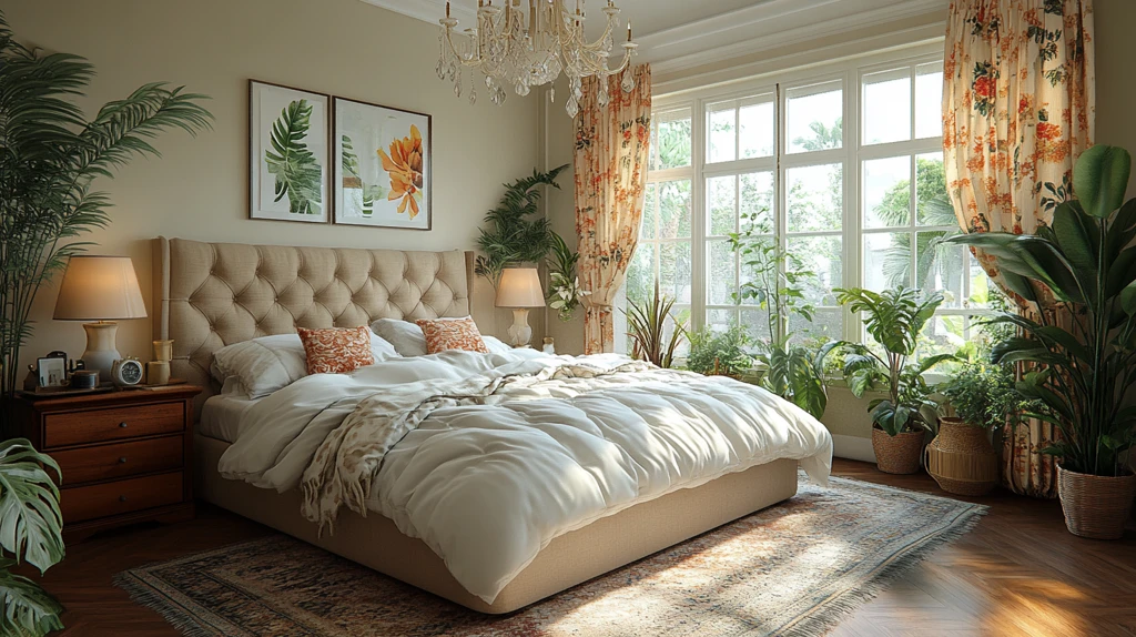 木床花帘复古卧室