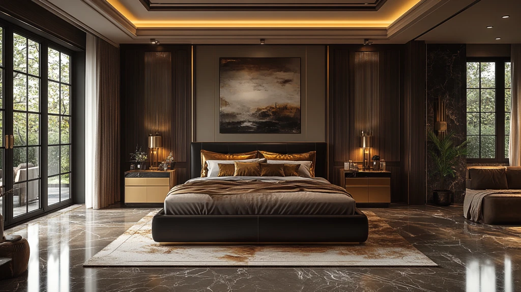 黑床金桌艺术卧室