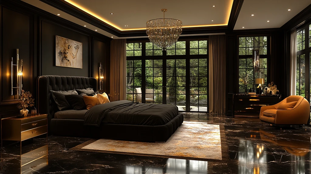 黑床金桌艺术卧室