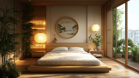 榻榻米实木床布置