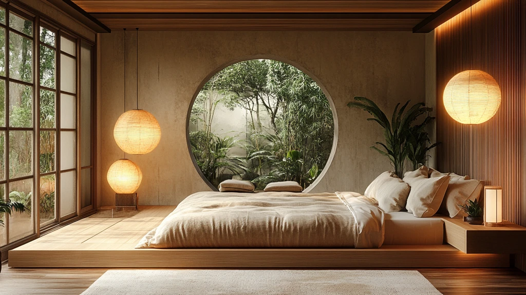 榻榻米实木床布置