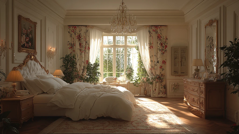 白色床铺木质床头柜