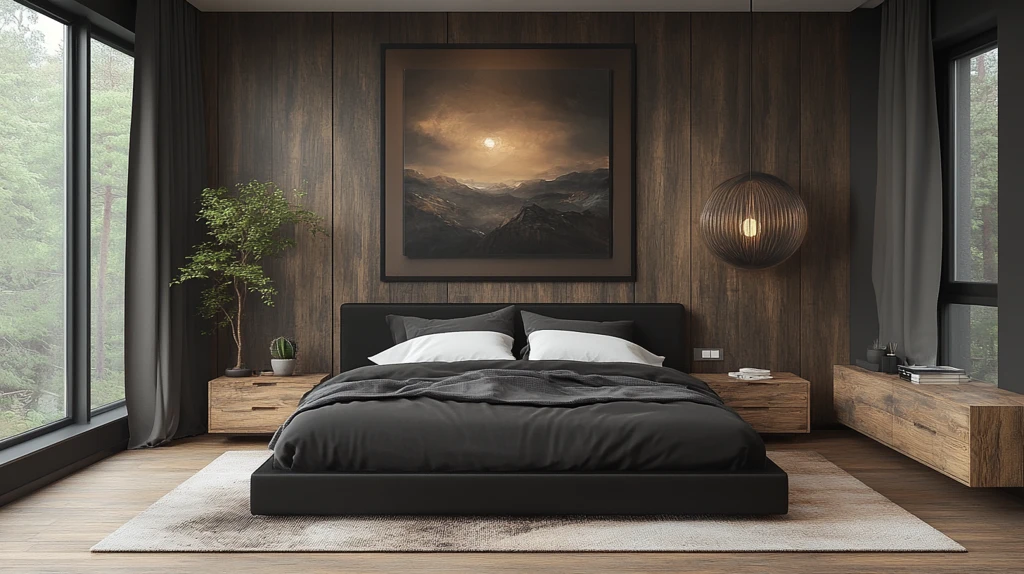 黑色床木质床头柜