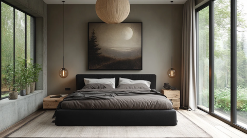 黑色床木质床头柜