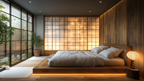 榻榻米床与纸灯