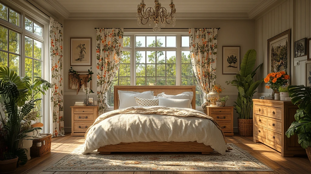 木床花帘复古卧室