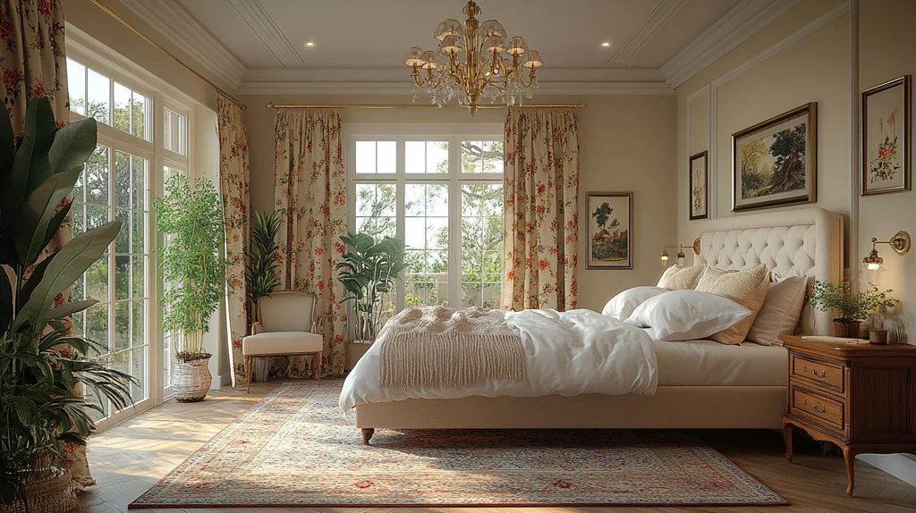 木床花帘复古卧室