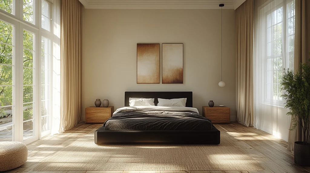 黑色木床简约空间