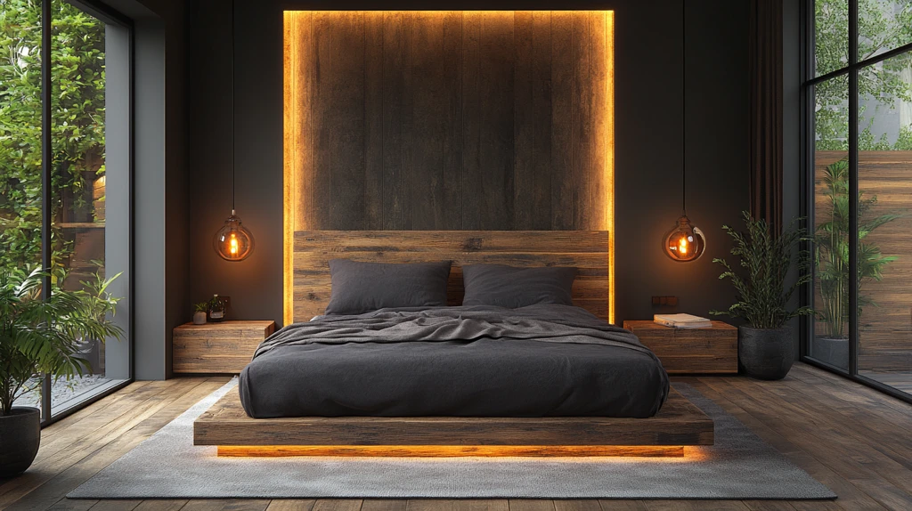 暗灰木床简约风