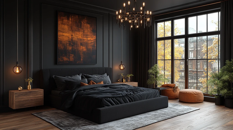 黑色床木质床头柜