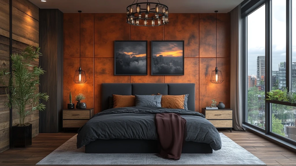 黑色床木质床头柜