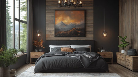 黑色床木质床头柜