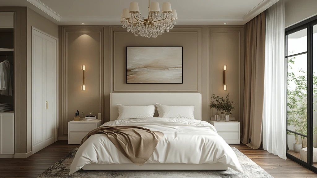 白色床与木地板