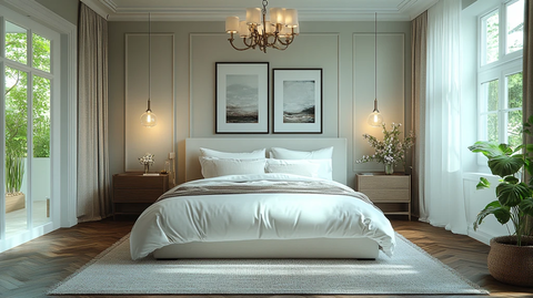 白色床与木地板