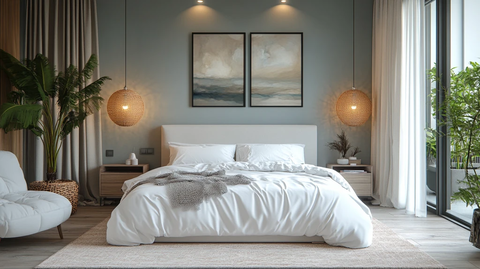 白色床与木地板