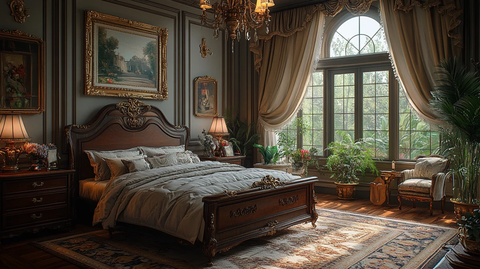 古典木床与豪华窗帘