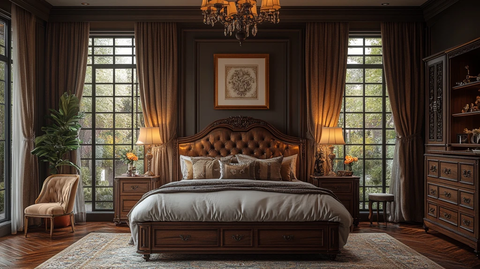 古典木床与豪华窗帘