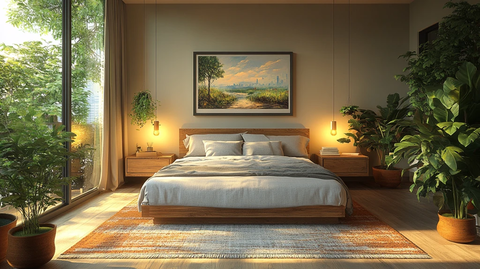 灰色床铺木质床头