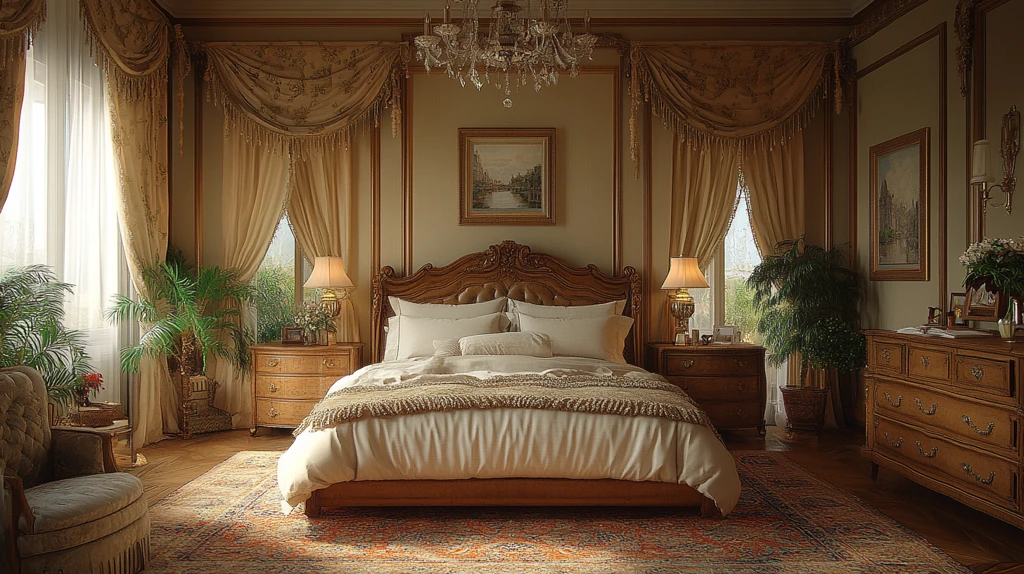 复古木床床头灯饰