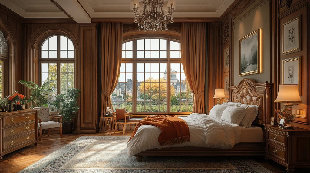 复古木床床头灯饰