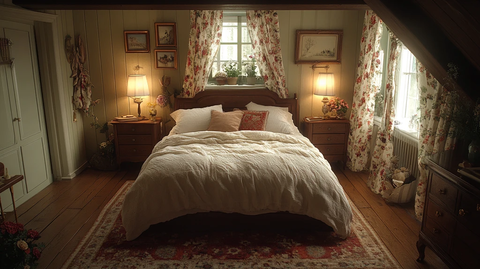 木床花帘温馨卧室