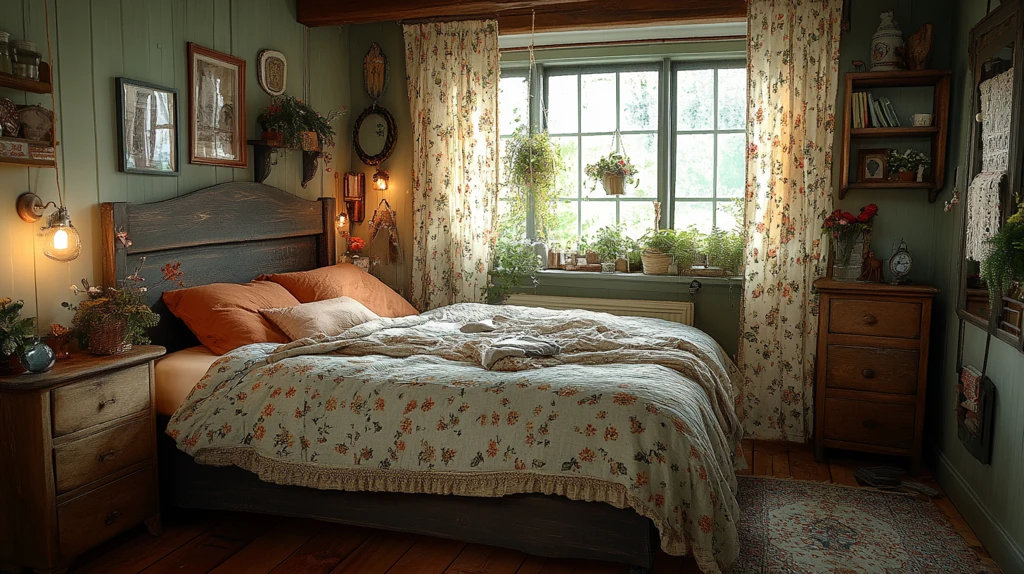 木床花帘温馨卧室