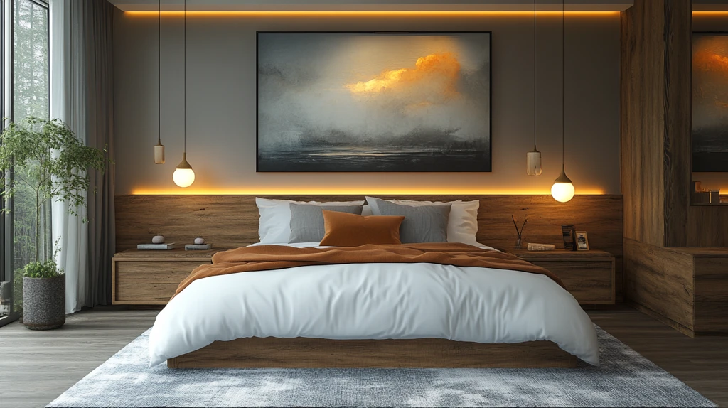 白色床木质床头柜