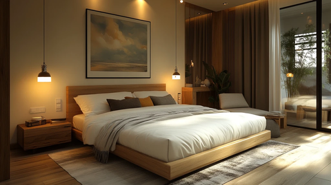 白色床木质床头柜