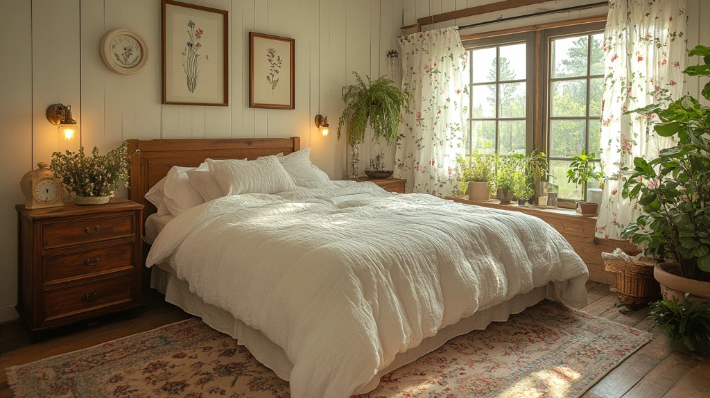 白色木床卧室布置