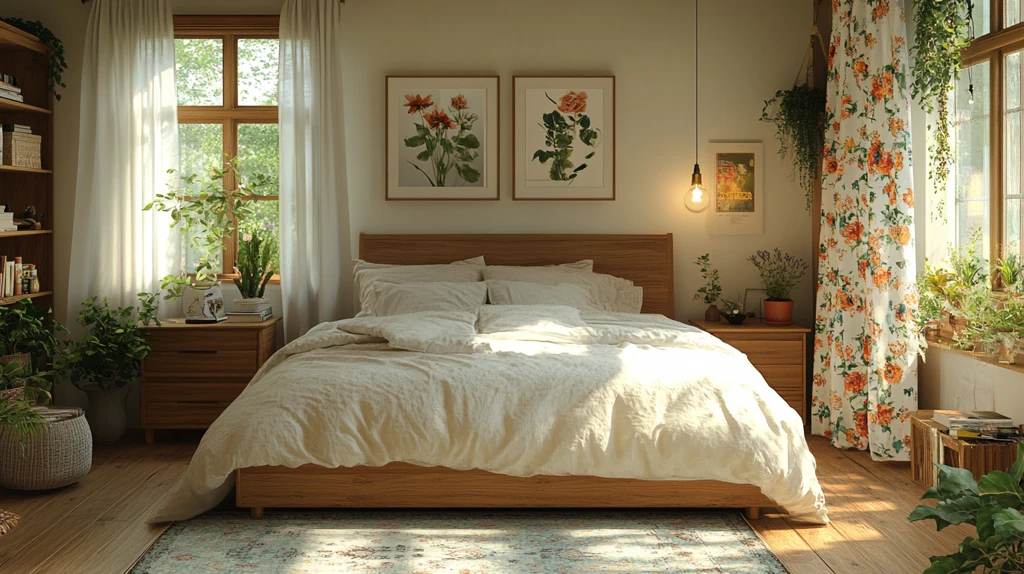 白色木床卧室布置