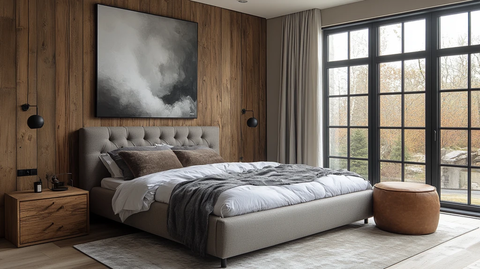 灰色床木质床头柜