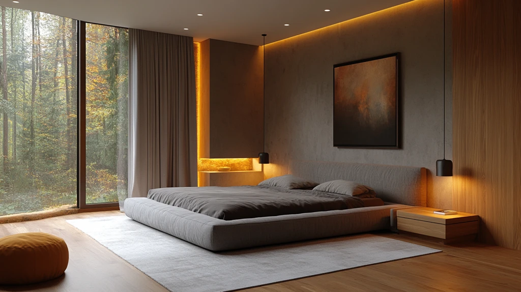 灰色床木质床头柜