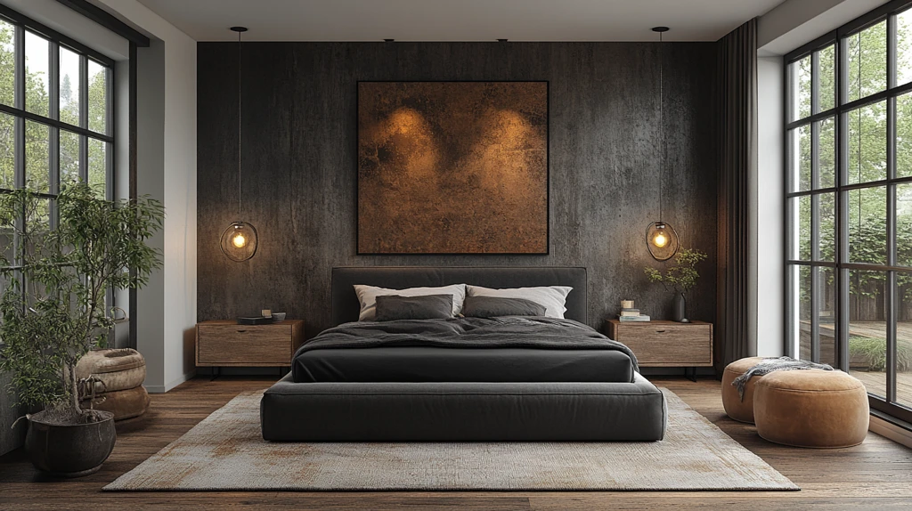 黑色床木质床头柜