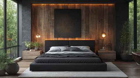 黑色床木质床头柜