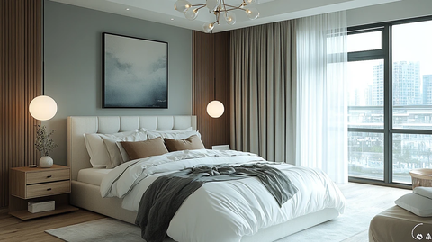 白色床与简约床头柜