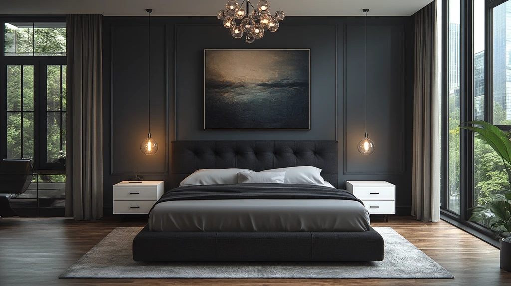 黑白床头简约灯