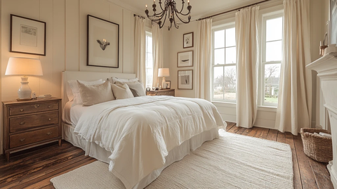 白色床铺简约卧室