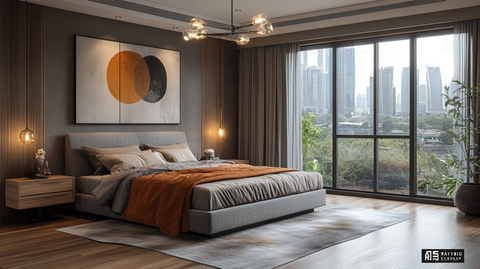 灰色床现代卧室