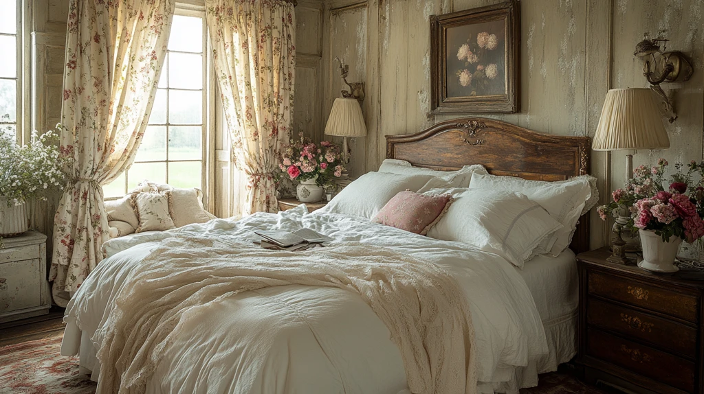 白床木桌花饰床品