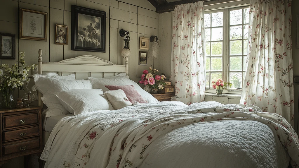 白床木桌花饰床品