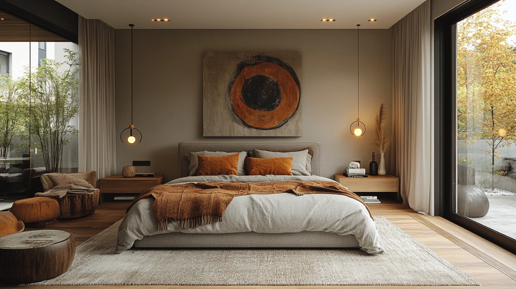 灰色床木质床头柜