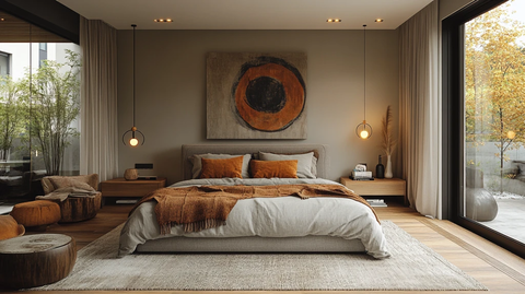 灰色床木质床头柜