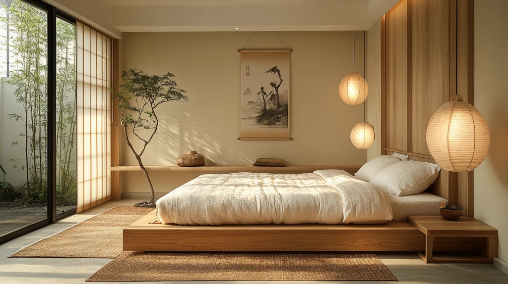 榻榻米木床布置